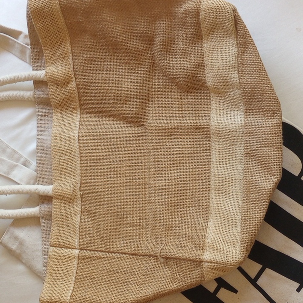 *50off3* 2 Shopping Tote Bags Trader Joe's Mini Burlap Vanity Fair - Picture 3 of 13